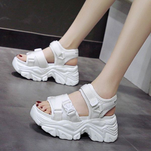 

sandals platform women thick sole shoes summer outdoor casual open toe white black mujer
