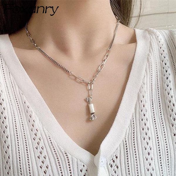 

chains foxanry 925 sterling silver necklace ins fashion hip hop rock vintage creative sweet candy pendant party jewelry birthday gifts
