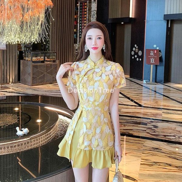 

chinese dresses qipao dress+pants set oriental style modern cheongsam dress elegant party ethnic clothing, Red