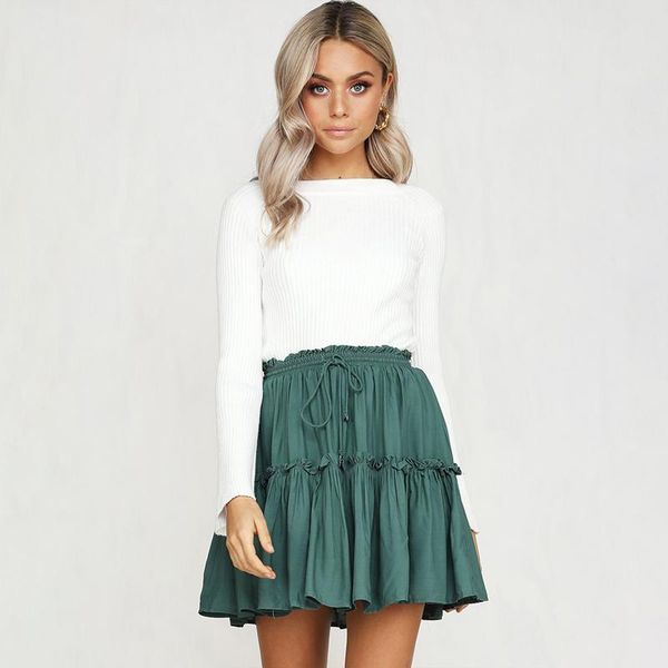 

skirts ladies youth girls womens pleated bandage princess casual pleats skirt summer clothing, Black