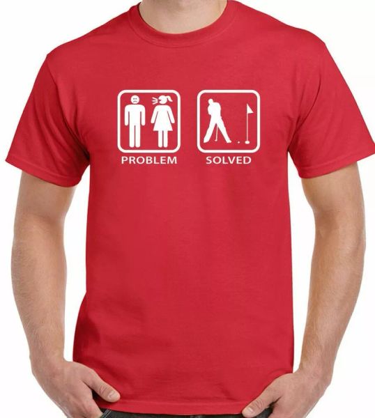 

golf t-shirt problem solved mens funny golfer golfing, White;black