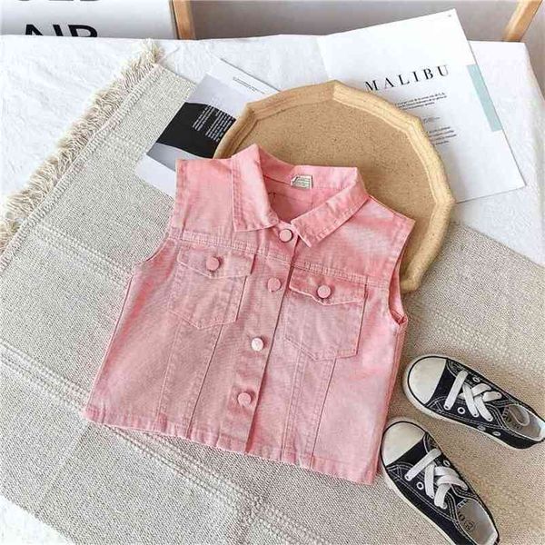 

gooporson kids fall clothes fashion korean pink denim vest cardigan toddler girls cute little children clothes costume 210715, Camo