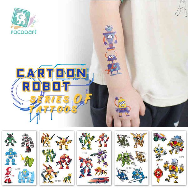 Roboter-Serie, wasserdicht, temporäre Tätowierung, Tattoo-Aufkleber für Jungen und Mädchen, intelligentes Spielzeug, Cartoon, niedliche Maschine, Männer