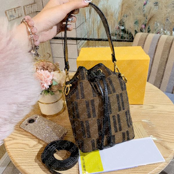 

women classic canvas brown letters embroidery mini bucket bag designers brands shoulder crossbody hand bags fashion purses