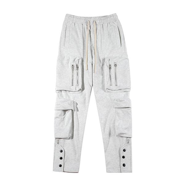 

pants fashionable the functional style multi pocket overalls men's hip hop high street brand leg split guard trend casual, Black