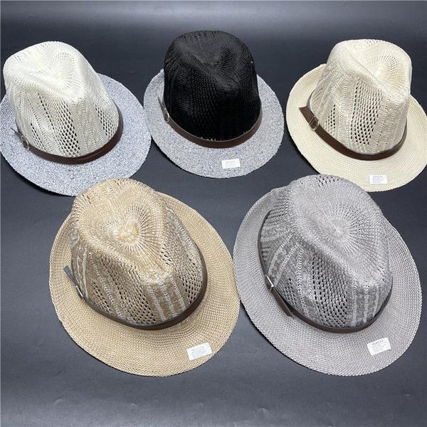 

wide brim hats 2021 sun hat men's and women's straw outdoor panama, Blue;gray