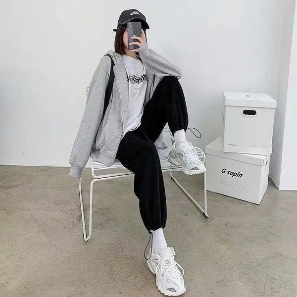 

women's pants & capris harem women streetwear stylish spring patchwork bf design elastic waist joggers baggy female trousers college si, Black;white