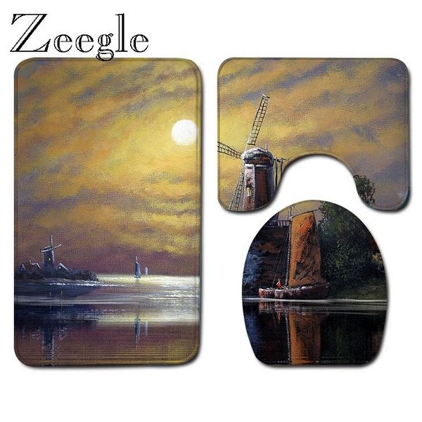 

bath mats flannel toilet mat bathroom carpet rug and anti-slip floor home decoration washable seat cover set
