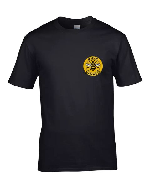 

made in manchester - worker bee symbol- men's tshirt from fatcuckoo, White;black