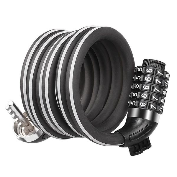 

bike locks lock 5digit code combination bicycle steel reflective cable 1.8m