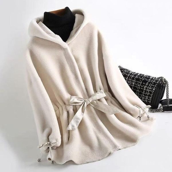 

women's fur & faux women winter natural real coat black female sheep shearing jacket thick warm fashion genuine wool outwear x6