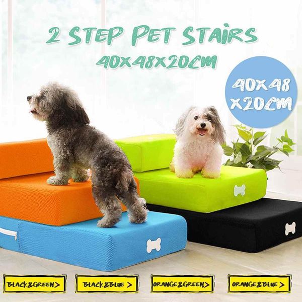 

pet mesh stairs foldable 2 steps jump for dogs fold cats cushion bed breathable ramp puppy kennels & pens