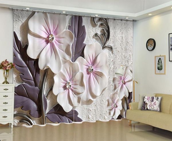 

curtain & drapes wall carved flowers 3d curtains for living room window treatments modern beding high-precision shade