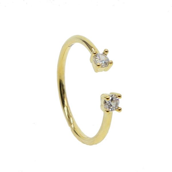 

cluster rings 100% 925 silver open double round cz crystal stone tension setting gold girls women eternity delicate dainty ring adjustab, Golden;silver