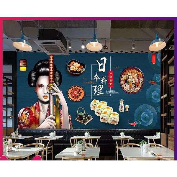

japanese hefeng ukiyo wallpaper tavern tatami sushi restaurant private room decoration background wall mural waterproof wallpapers
