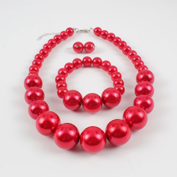 

man-made pearl handmade beaded necklaces bracelet earring sets for women girl party club wedding birthday jewelry, Black