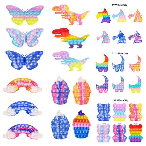

rainbow fidget toys party favor push bubble dinosaur bear board game soft pop sensory gift poo-its bubbles squeeze puzzle decompression toy