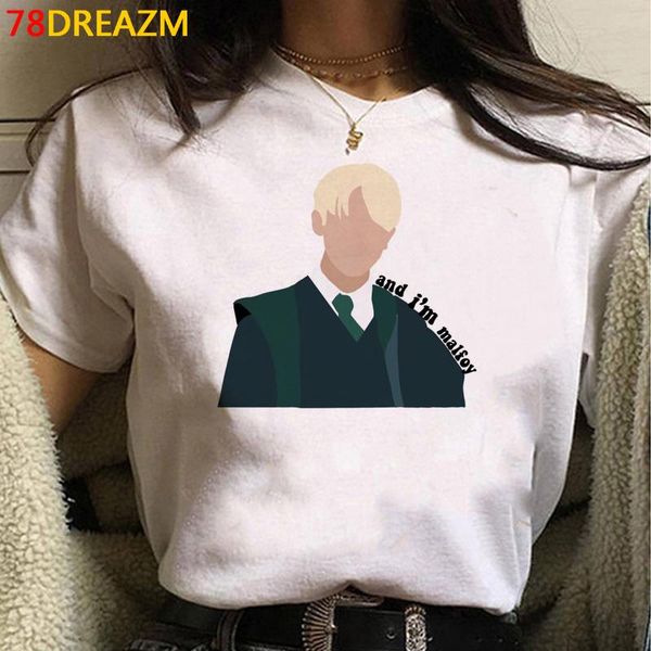 

women's t-shirt draco malfoy clothes women graphic tees couple kawaii harajuku, White