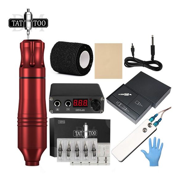 

complete tattoo kit lcd power supply cartridge needles set permanent makeup machine for starter artists guns kits