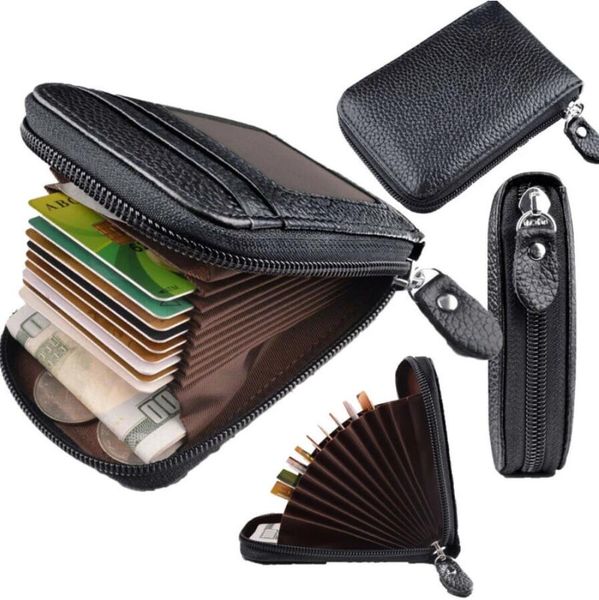 

travel multi-layer bank card organizer wallet passport id card holder ticket credit card bag case zipper 5 colors dhl, Black