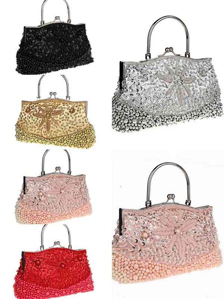 

evening bags high-end silk satin hand-beaded embroidered lady handbag hand-embroidered sequins stylish versatile lady's bag elegant vin