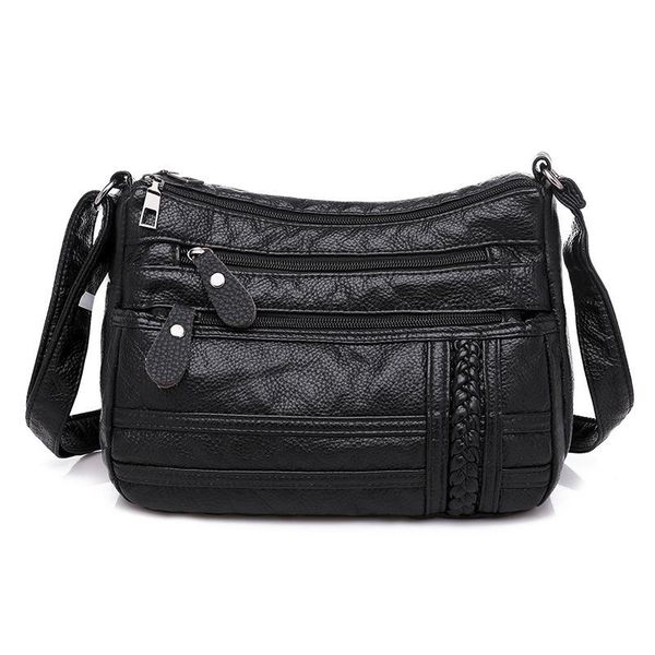 

diaper bags ladies multi-pocket messenger bag soft pu leather shoulder casual crossbody for women