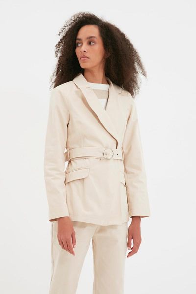 

women's jackets trendyol kemerli ceket twoaw22ce0330, Black;brown