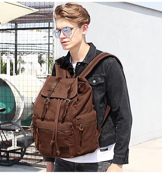 

backpack retro canvas computer bag student school