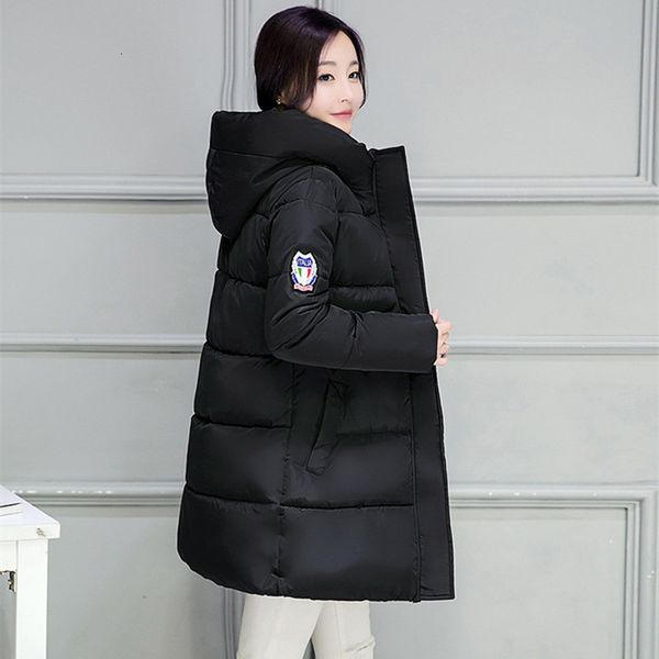 

Women's Down & Parkas Women Autumn Winter Fashion Jacket Coat Female Long Parka With Hood Basic Jackets Casual Overcoat Outerwear Coats T6UN, Black