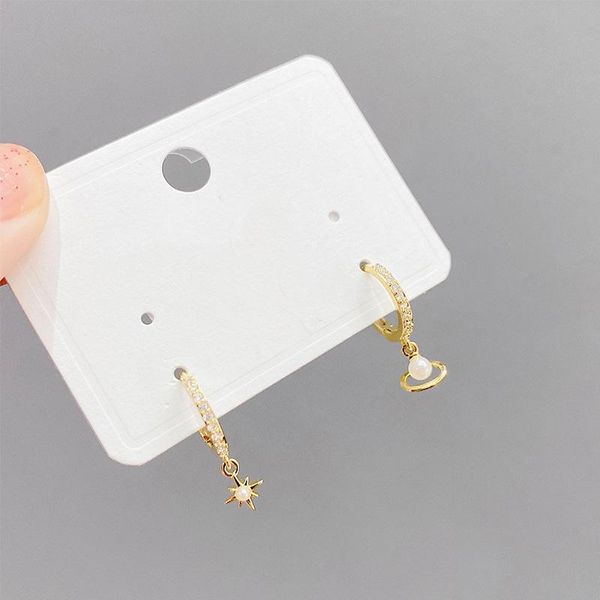 

hoop & huggie aide cross sun star earring for teen women 1set earrings copper pearl zircon korean 2021 trend jewelry accesorios, Golden;silver