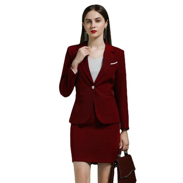 

two piece dress elegant office lady skirt suits women 2 pieces set skirts and blazer jacket business work unifrom clothes spring plus size, White
