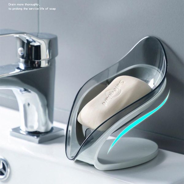 

convenient leaf-shaped drain soap dish bathroom shower storage box tray rack accessories drainage plastic dishes