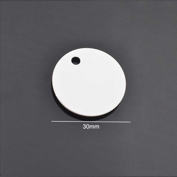 

decorative objects & figurines stock-500pcs-large laser engraved round pet id tags white aluminum sublimation dog tag/cat name sign