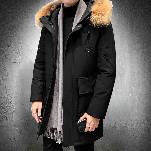 

men's jackets winter fur collar parkas cotton padded thicken outdoor male warm coat big pockets clothing fashion 1764, Black;brown