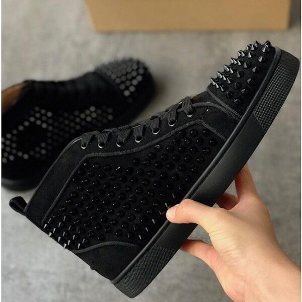 

2021 men women casual shoes designer red bottom studded spikes fashion insider sneakers black white leather high boots size35-46 kj001