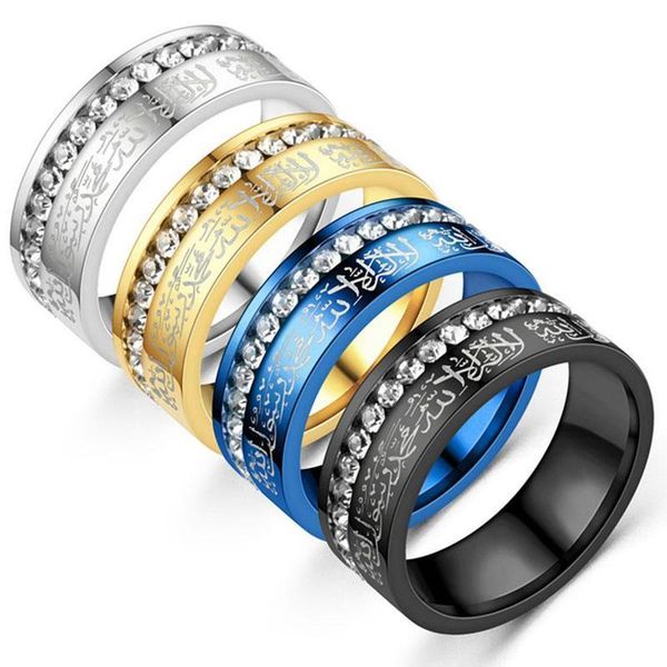 

cluster rings muslim ring women men islam arabic god messager black gold silver color muhammad quran jewelry, Golden;silver