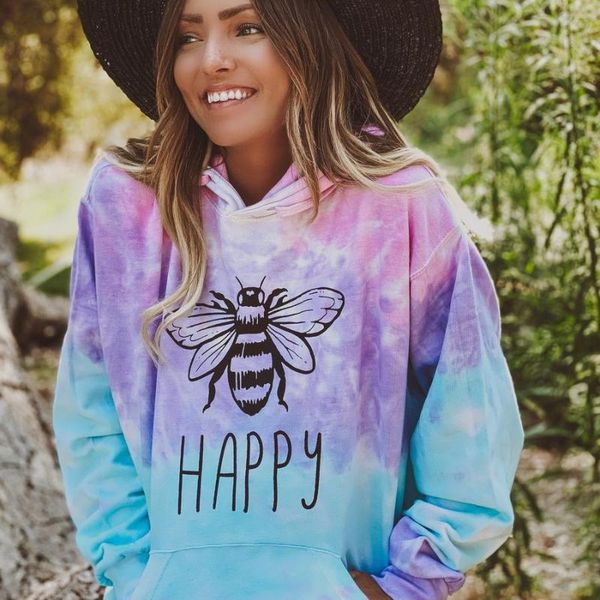 

women's hoodies & sweatshirts 2021 european and american fall/winter blouse long-sleeved printed tie-dye multi-color girl student perso, Black