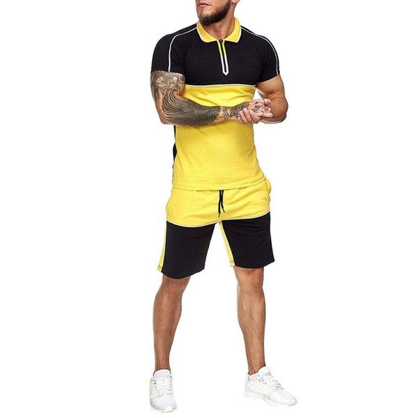 

men's tracksuits fashion t-shirt shorts set men summer 2pc tracksuit+shorts sets beach mens casual tee shirts sportswears plus size, Gray