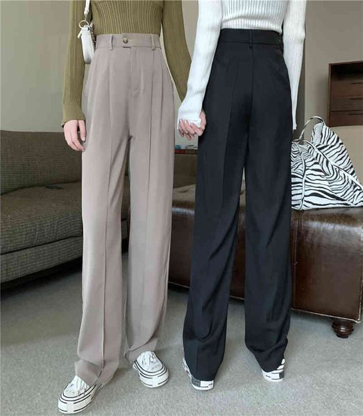 

women's pants & capris women wide leg female spring summer fashion office lady trousers long casual bottoms all match dudf, Black;white
