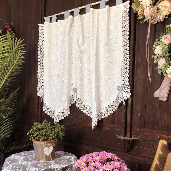 

curtain & drapes cotton 205x90 white half embroidery cafe tube decorative cabinetry short 144x90