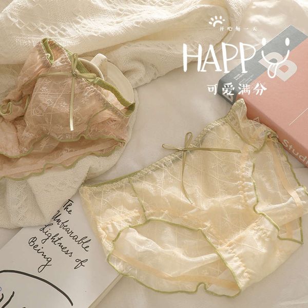 

underwear women summer thin pure desire wind lace edge lovely cat sweet fresh mesh women's briefs, Black;pink