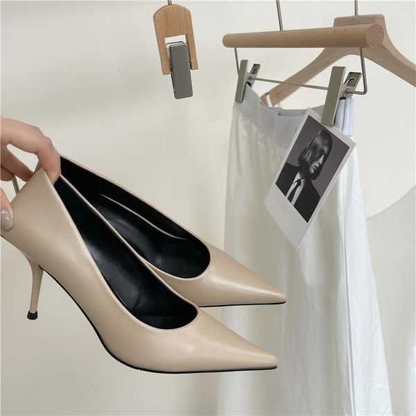 

dress shoes pu leather shallow pointed toe woman pumps thin heels fashion sandals ladies, Black