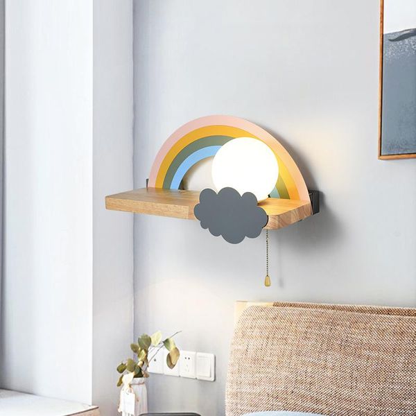 

wall lamp nordic creative rainbow with bookshelf lighting luxury bedroom bedside children's room cartoon lamps