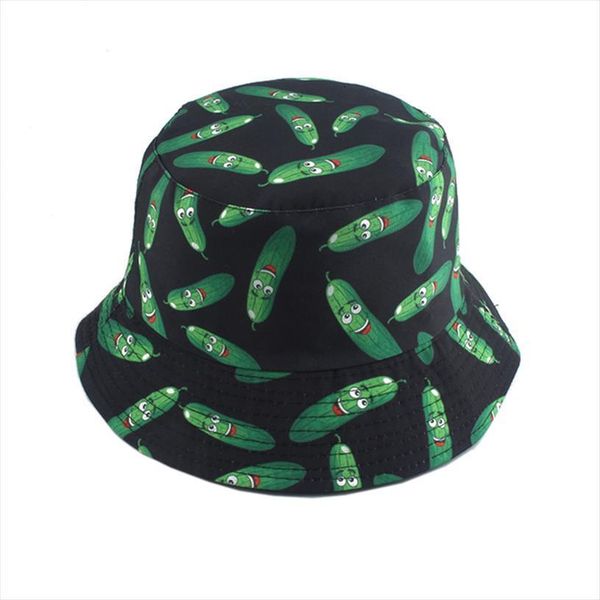 

Vegetables Cucumber Chili Tomato Print Fisherman Hat Panama Summer Sun Hats For Men Women Outdoor Reversible Bucket, Blue;gray