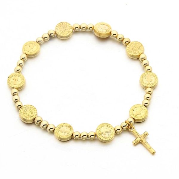 

hand catenary jesus jewelry rosary bracelet, Golden;silver