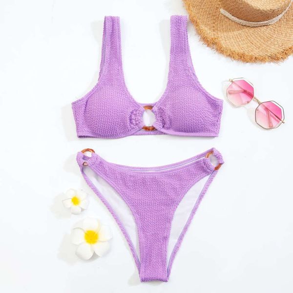 

wavy split bikini swimsuit for women, White;black