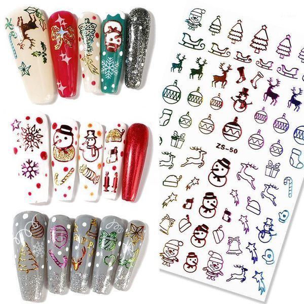 

pcs nail art seven color snowflake christmas elk snowman 3d sticker decoration sticker1, Black