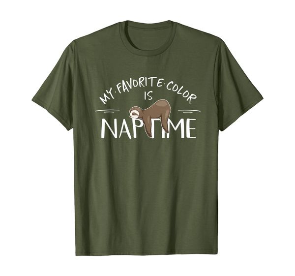 

my favorite color is naptime cute sleepy napping sloth t-shirt, White;black