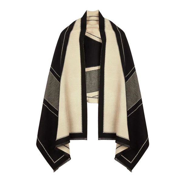 

2021 winter new scarf thickened cashmere blend soft warm double-sided and two-color exquisite workmanship, Blue;gray