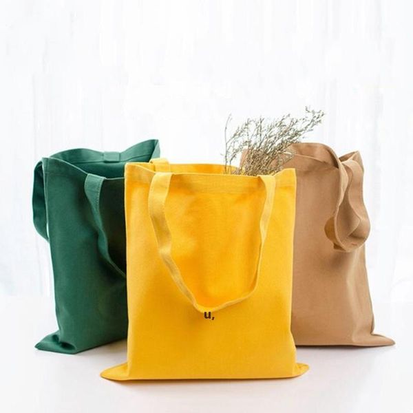 Renkli Boş Desen Tuval Alışveriş Çantaları Eko Kullanımlık Katlanabilir Omuz Çantası Çanta Tote Pamuk Tote Çanta Özel Log0 RRE12886